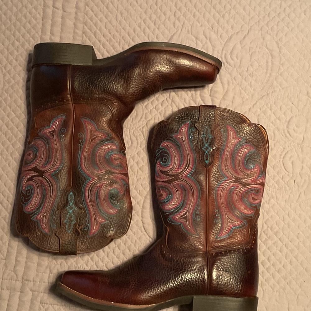 Justin Embroidered Leather Western Boots - image 3